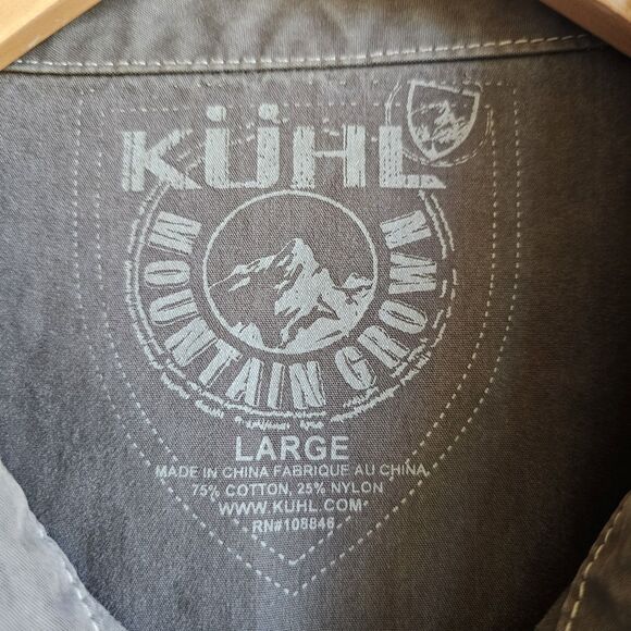 kuhl mens shirt large Snap Closure Long Sleeve Olive Green Outdoors Hiking - Picture 2 of 6